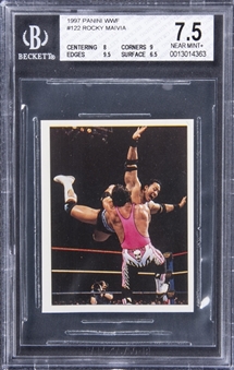 1997 Panini WWF Superstars Stickers #122 Rocky Maivia Rookie Card - BGS NM+ 7.5